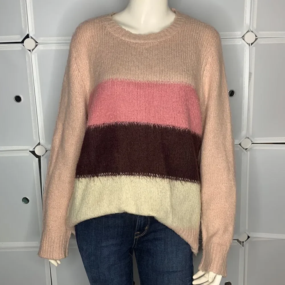 Vince Camuto Umbra Forest Pink Shadow Striped Sweater Size XL